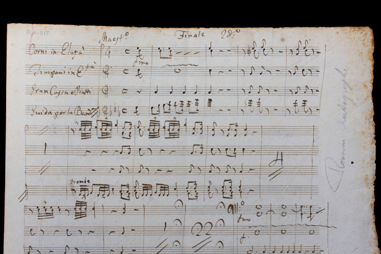 Banda for the final scene of the second act of ‘Zelmira’, autograph score. FEM-068.